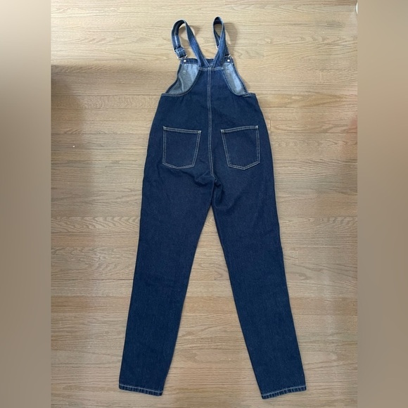 REVOLVE WeWoreWhat Basic Denim 100% Cotton Overalls in Dark Wash Size small - Picture 3 of 8